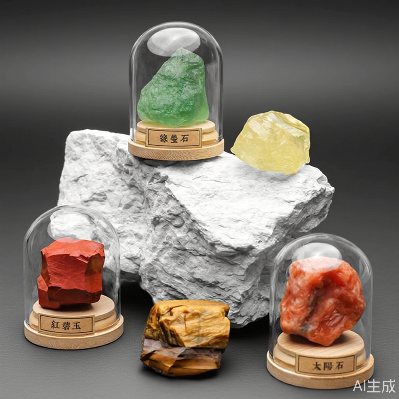 天然水晶矿石原石标本彩色宝石