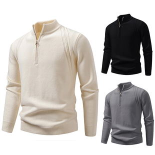 新款 时尚 半拉链毛衣男士 男士 潮流简约线衣 百搭2026年针织衫 秋冬季