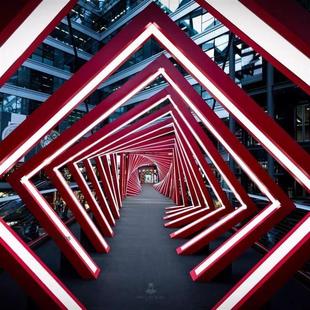 七定制发光可编程彩防水亮化景区公园拱门户外厂家 时光隧道几何款