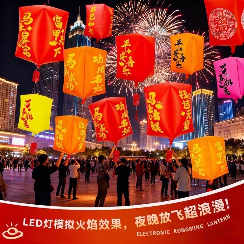 跨年放飞气球氦气孔明灯安全型许愿灯无火2026元旦仪式感网红厂家