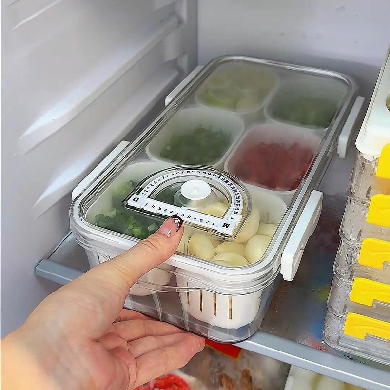 厨房葱姜蒜备料盒保鲜盒佐料调料收纳多格多功能防尘密封收厂家