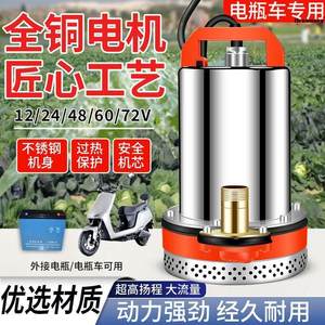 。电瓶车专用抽水泵直流潜水泵12V24V48V60V72V农用抽水机灌溉家