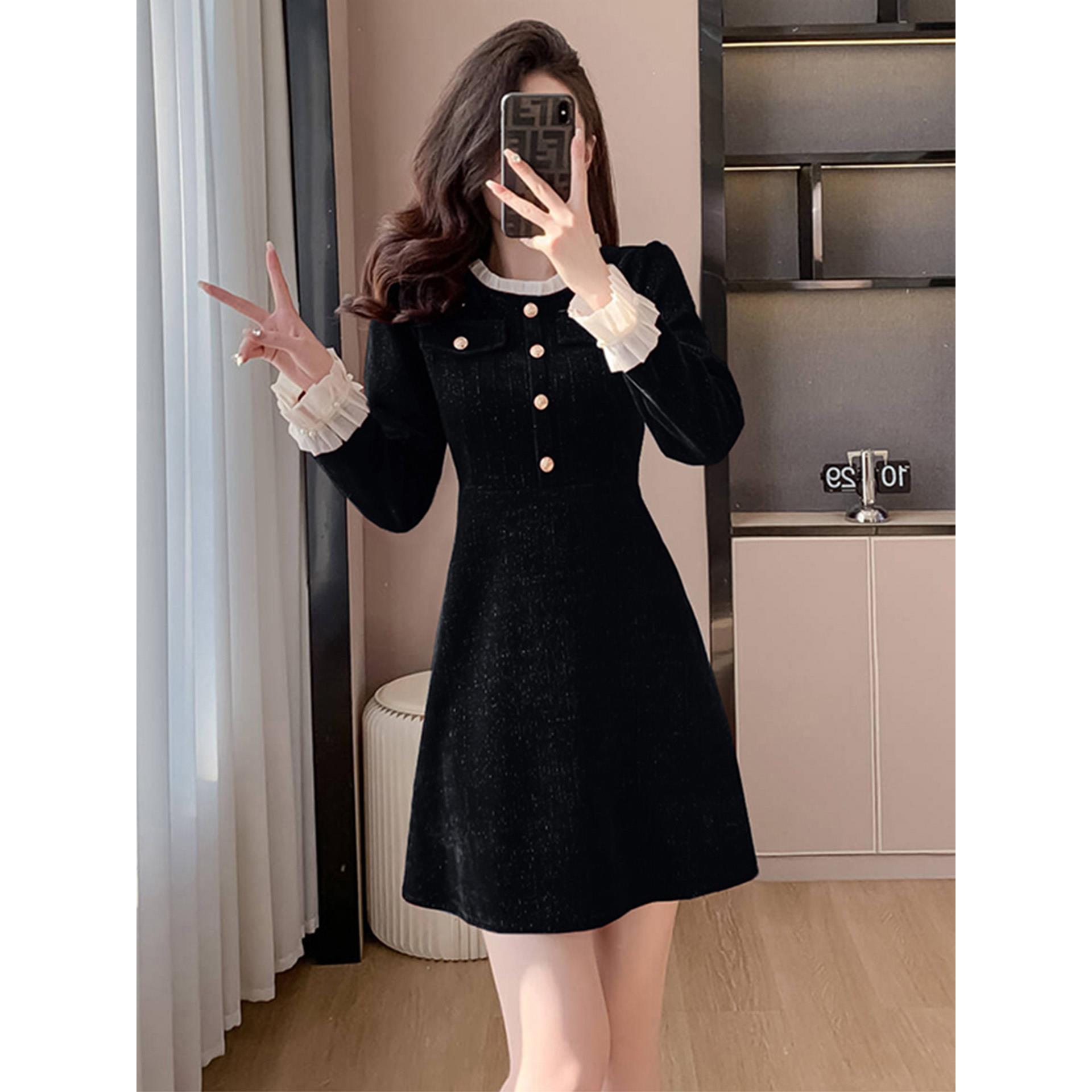 ROUMIKL小香风亮丝短款显瘦连衣裙2025年秋冬新款订婚礼服敬酒服