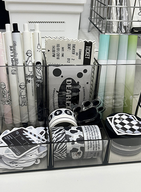 透明笔筒轻奢高级感办公室桌面笔桶亚克力多功能大容量文具收纳盒