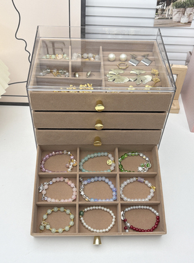 展示架透明家用耳环收纳耳钉耳饰戒指收纳盒项链大容量饰品首饰盒