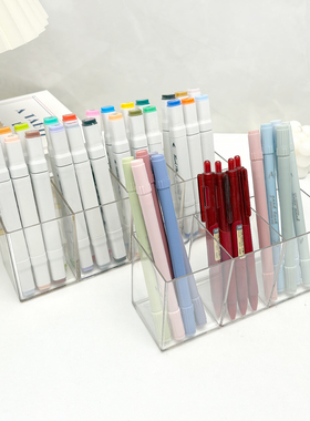 桌面笔筒收纳盒办公室分格大容量整理盒亚克力透明宿舍文具置物架