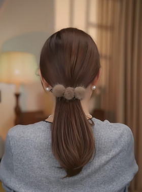 水貂毛发夹2025毛绒高马尾抓夹后脑勺鲨鱼夹子香蕉竖夹发卡女头饰