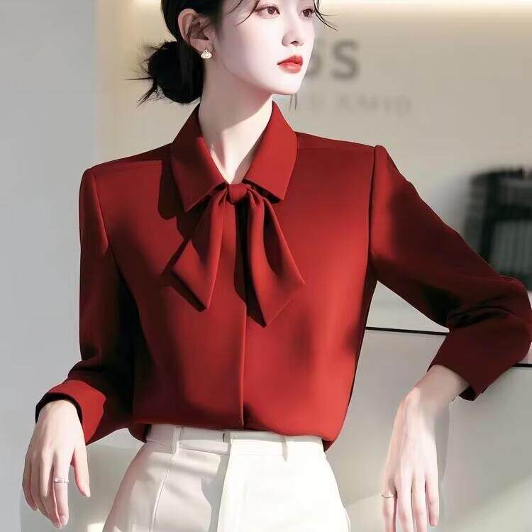 BLLOUKE2025新款秋季气质女装女士衬衫雪纺上衣时尚洋气法式长袖