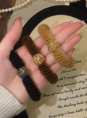 美拉德加粗高弹力闪钻发绳女不伤发秋冬毛线小肠发圈丸子头头饰