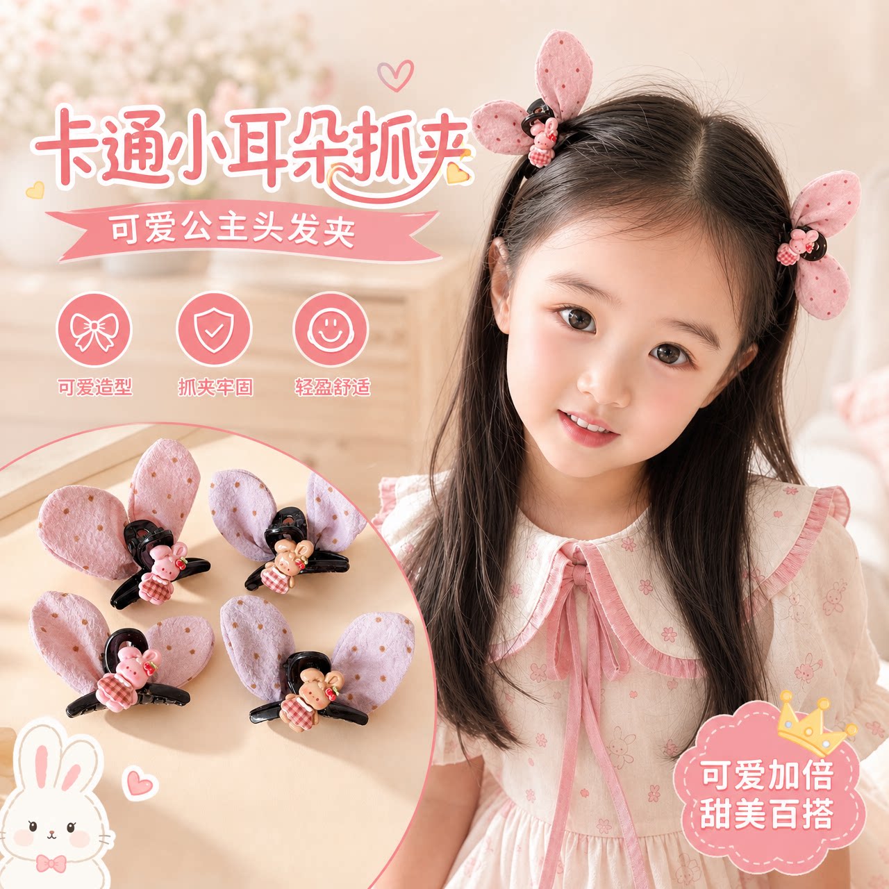 小抓夹女童发饰发夹侧边刘海夹