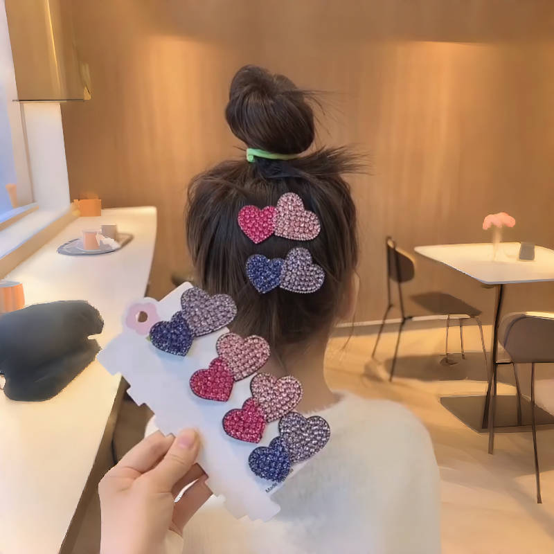 儿童闪钻爱心发夹女前额侧边刘海bb夹后脑勺碎发整理神器发卡头饰