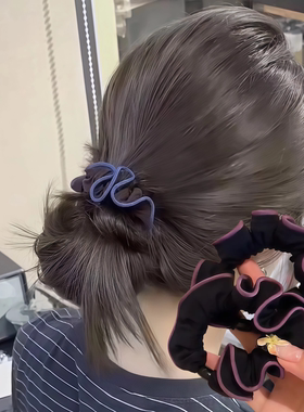 乌梅子酱～紫色木耳边小肠发圈女秋丸子头头绳扎马尾发绳皮筋头花