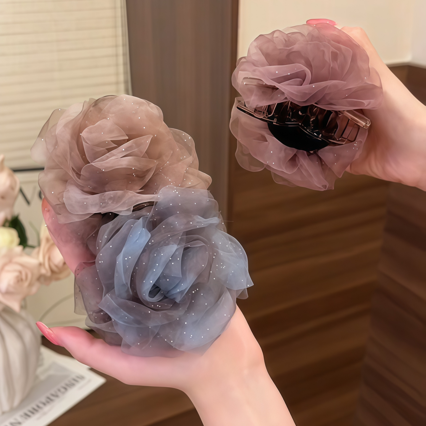 花朵抓夹女鲨鱼夹盘发夹子发饰