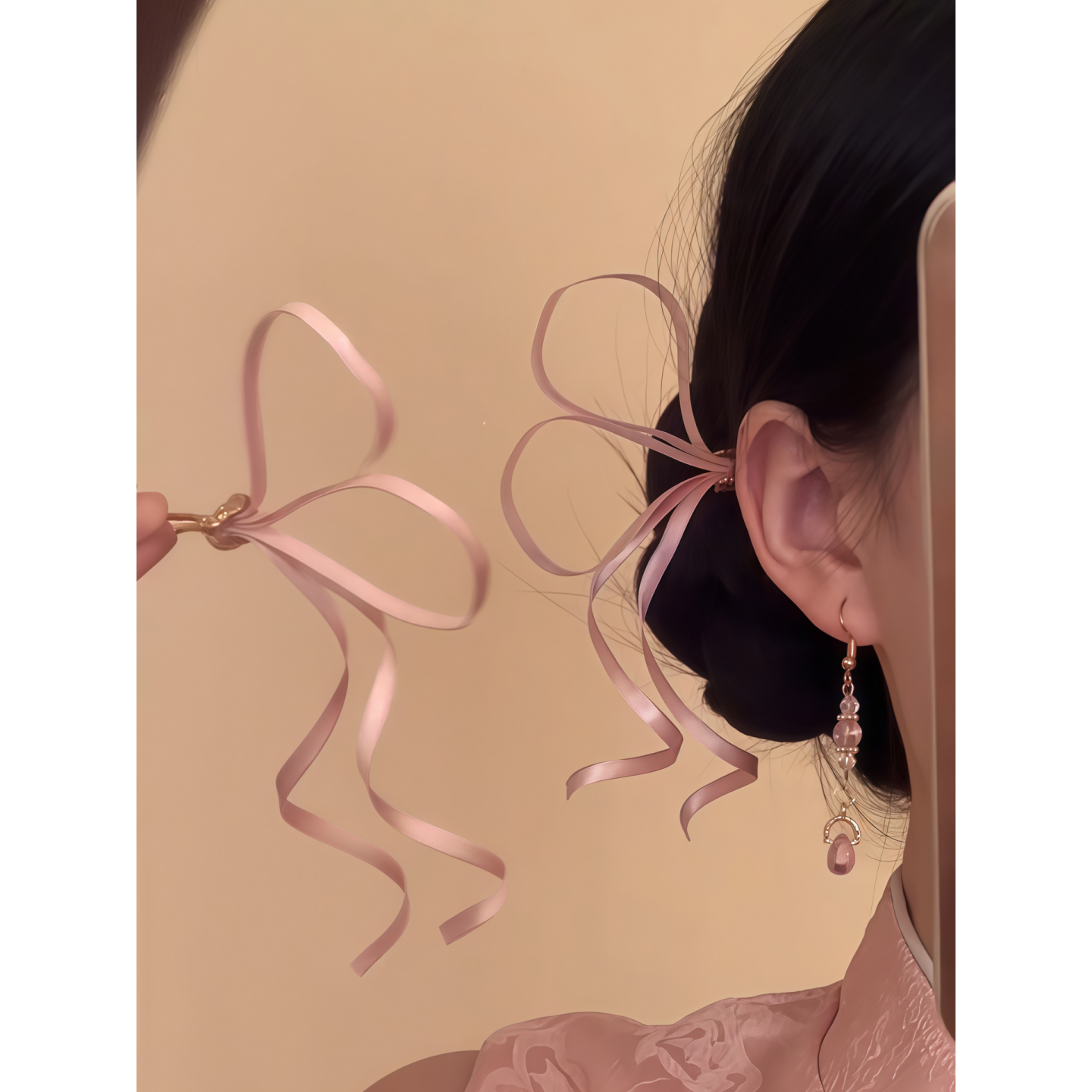蝴蝶结飘带发簪女发钗盘发簪子