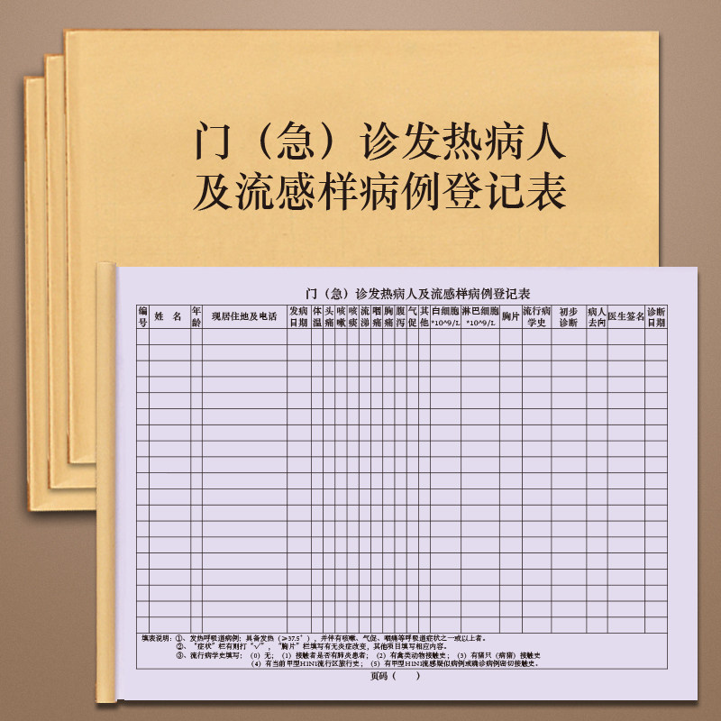 门急诊发热病人及流感样病例登记表疫情控制管控医院门诊药店药房诊所