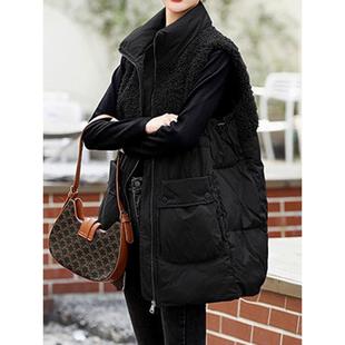 JOYIASS秋冬羊羔毛马甲女外穿中长款百搭时尚大码妈妈轻薄保暖背