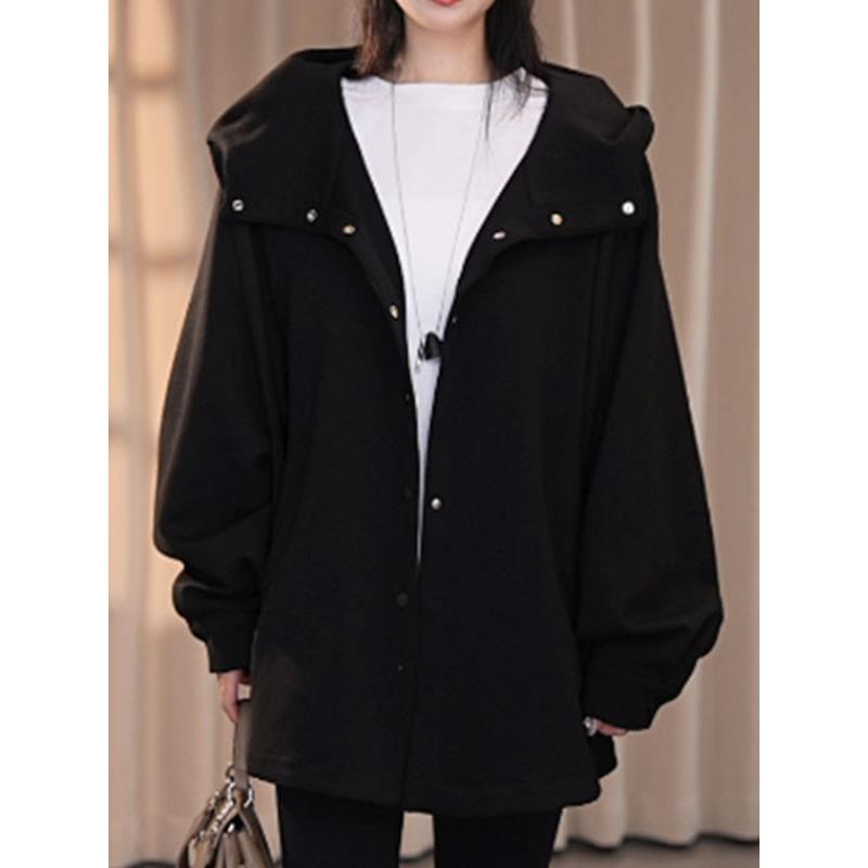 JOYIASS大码女装韩系连帽卫衣外套2025秋冬季慵懒高级感显瘦休闲