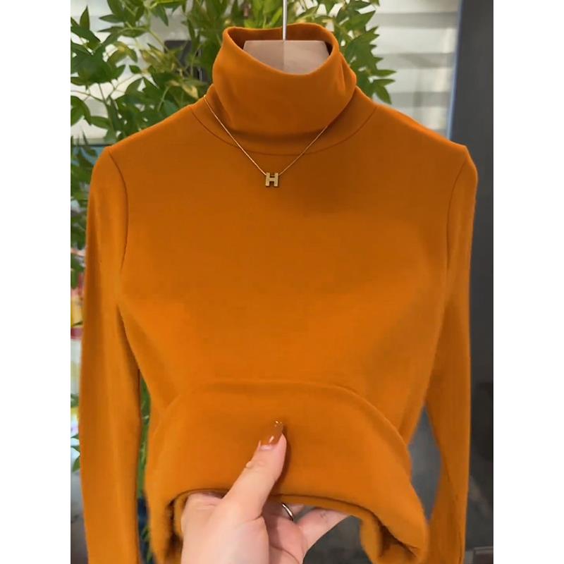 JOYIASS时尚高级感2025年新款秋季女装法式设计加绒内搭高领针织