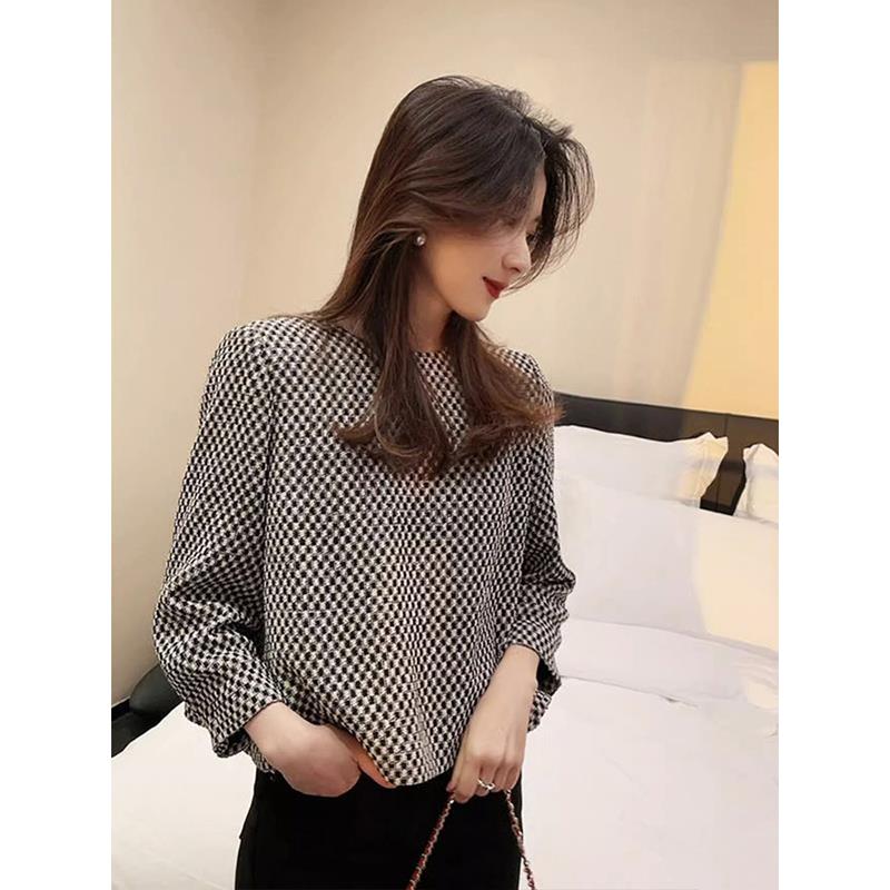 JOYIASS欧货高档2025新款设计感小众时尚气质小香风宽松粗花呢格