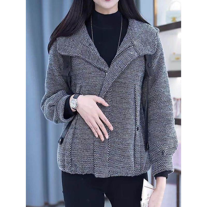 JOYIASS小香风雪尔绒外套女冬季大码夹加厚妈妈时尚洋气质短款上