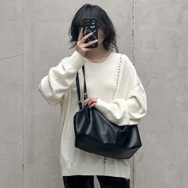 GW质感大容量托特包女柔软pu皮质简约百搭单肩斜挎包潮包包