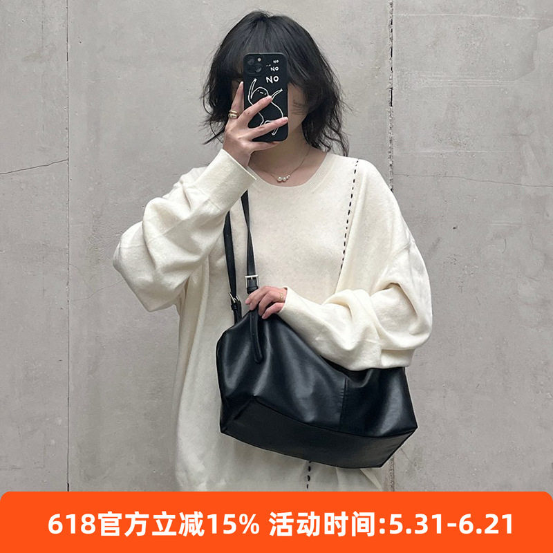 GW质感大容量托特包女柔软pu皮质简约百搭单肩斜挎包潮包包