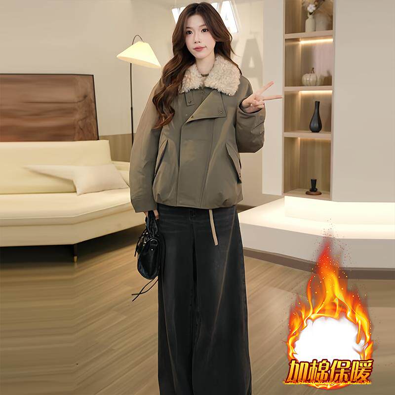 JOYIASS宽松加绒加厚保暖毛领外套女款2025新款今年流行爆款秋冬