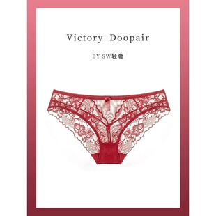维多利亚多培尔法式性感蕾丝红色内裤女本名年纯棉裆透气三角裤