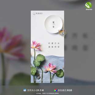地产夏至节气海报设计荷花荷叶元 模板素材 素二十四节气CDR格式