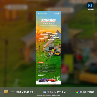 可编辑源 汽车露营邀请函海报长图设计PSD模板素材流程日程排版