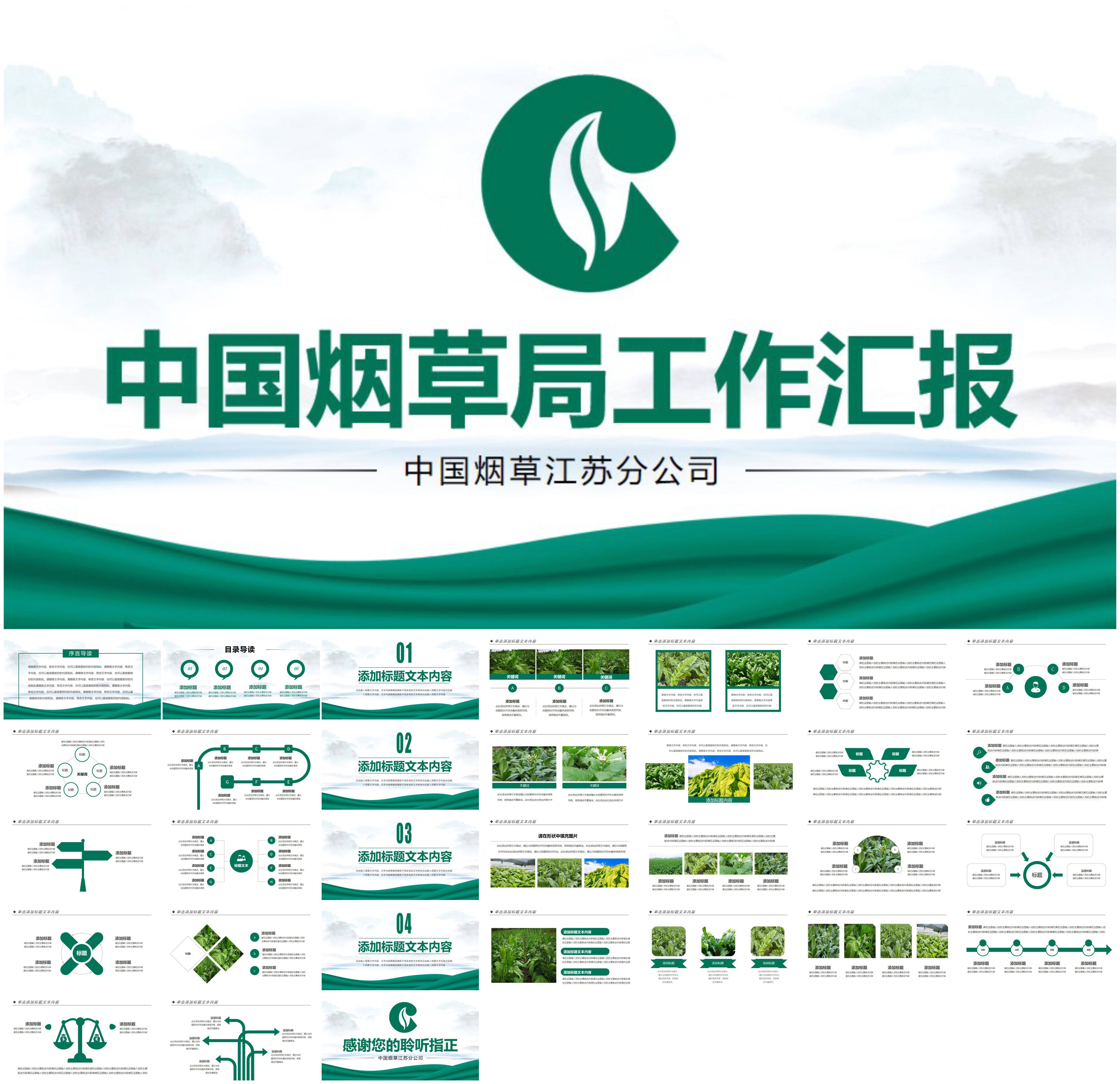 精美大气中国烟草局工作总结计划ppt模板ppt图表烟草局ppt素材