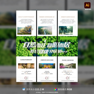 地产园林三宫格海报长图房地产价值点配套景观AI格式 模板素材