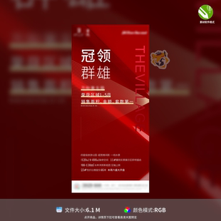 地产热销海报简约红金开盘销冠CDR格式 模板素材设计源文件下载