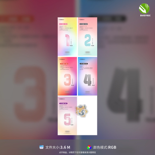 周年入职倒计时庆祝生日炫彩数字系列海报设计CDR格式 模板素材