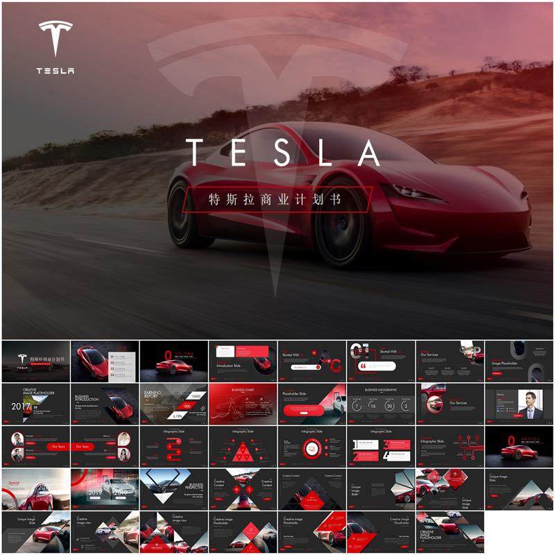 高端全新新能源汽车tesla商业计划书ppt模板特斯拉新能源汽车ppt