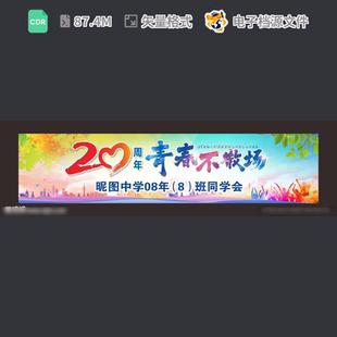 20周年聚会横幅青春回忆录同学展板不散场活动追CDR模板素材