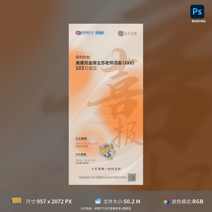 地产喜报获奖海报简约质感设计PSD模板素材源文件可编辑商用展板
