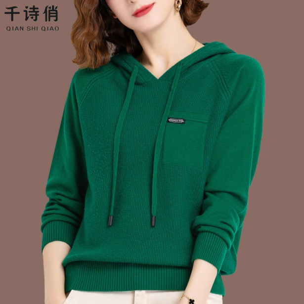 春秋女套头针织卫衣新款羊毛衫