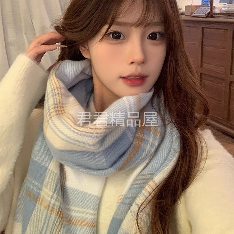 颈椎防受凉围巾JK格子围巾冬季
