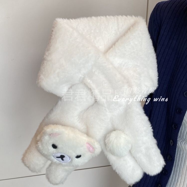 轻松熊围巾卡通毛绒围脖加厚防寒