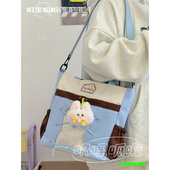 ins小清新学院风斜挎包 多巴胺少女百搭单肩包学生通勤手提补习袋