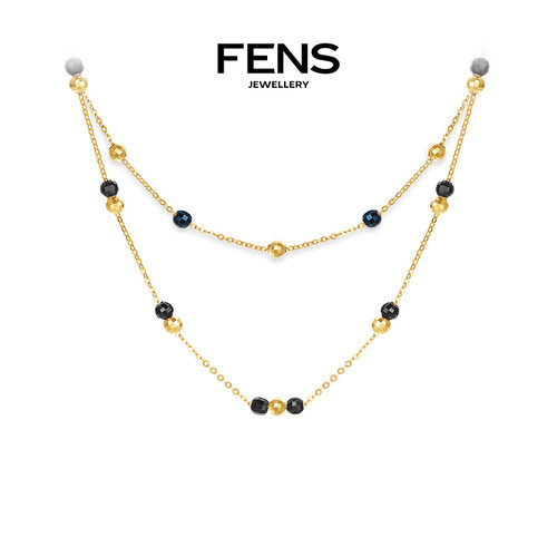 FENS珠宝18K金蓝金黑金珠珠项链