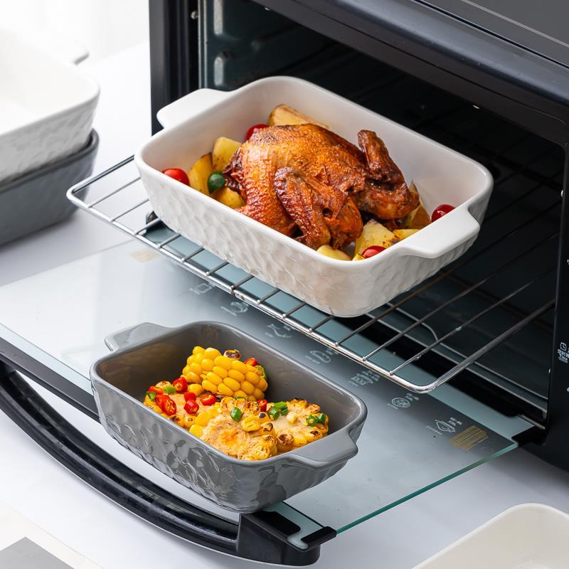 双耳陶瓷烤盘芝士焗饭盘 长方形大号家用微波炉烤箱专用烘焙烤碗