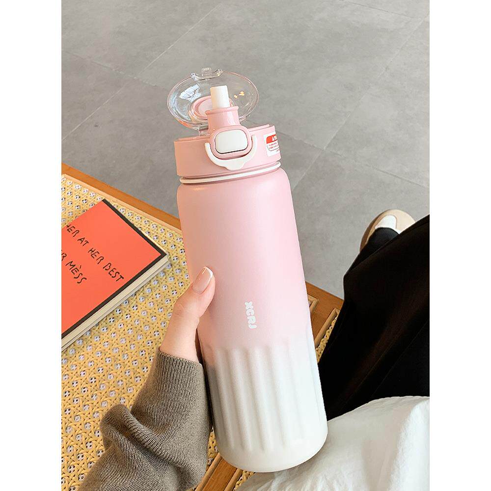 简约吸管保温杯子大容量便携女生水杯2025新款运动316L不锈钢学生