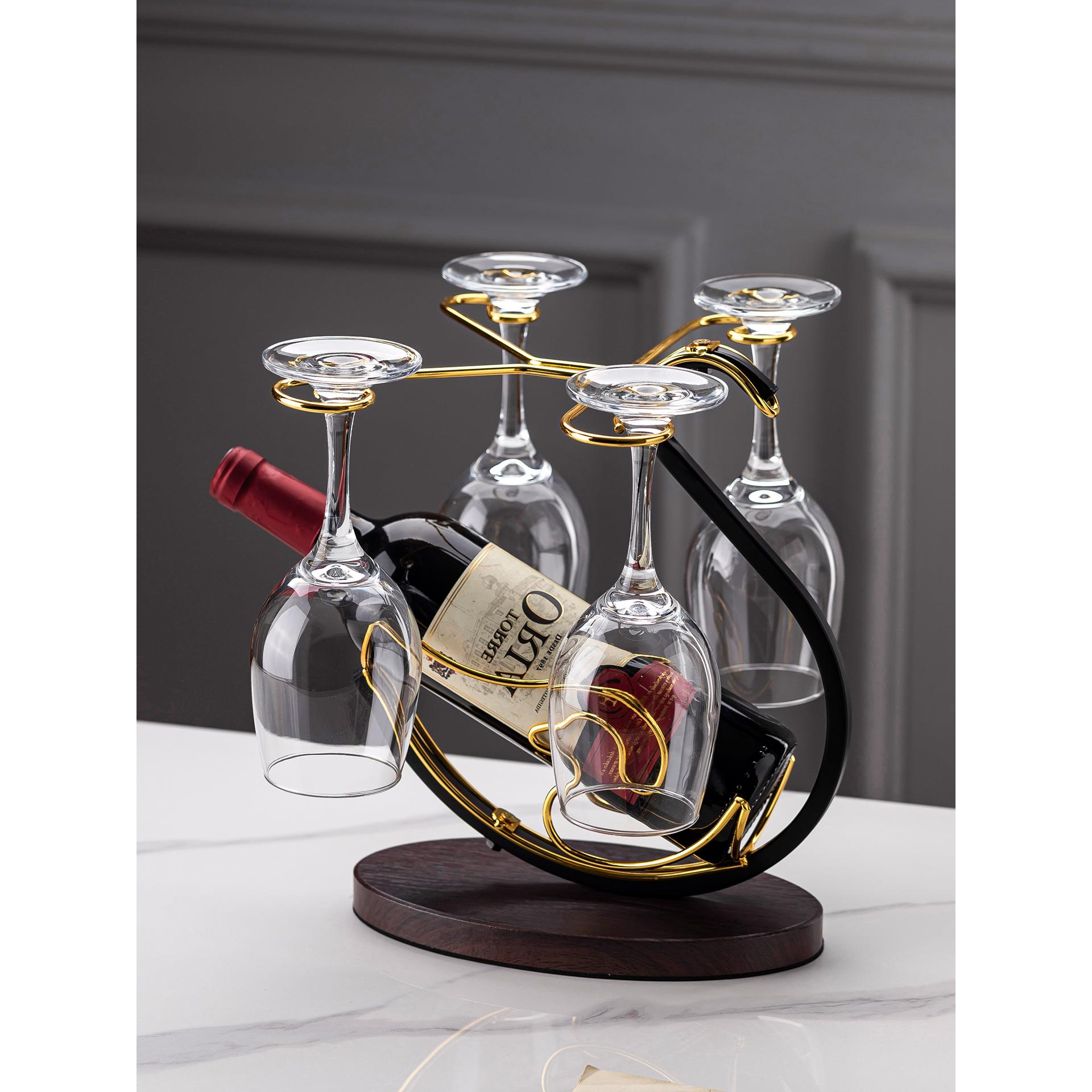 新中式红酒杯架家用倒挂高脚杯天鹅红酒架摆件新款红酒杯套装架子