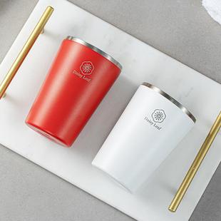 304不锈钢漱口杯牙缸红色轻奢高端漱口杯子家用口杯刷牙一对 日式