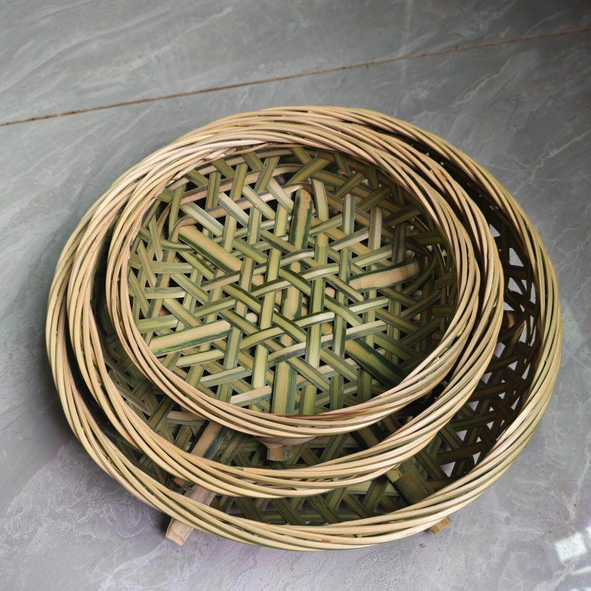 竹编大孔筛子豆腐晾晒鱼肉冬季竹筛子圆晒饼子竹簸箕竹蔑竹制品家