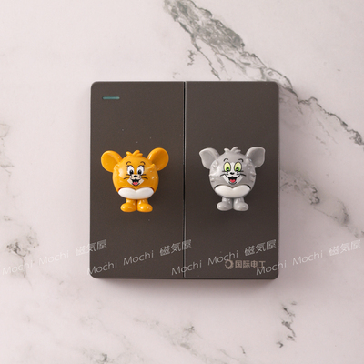 可爱猫和老鼠开关贴3D立体手柄