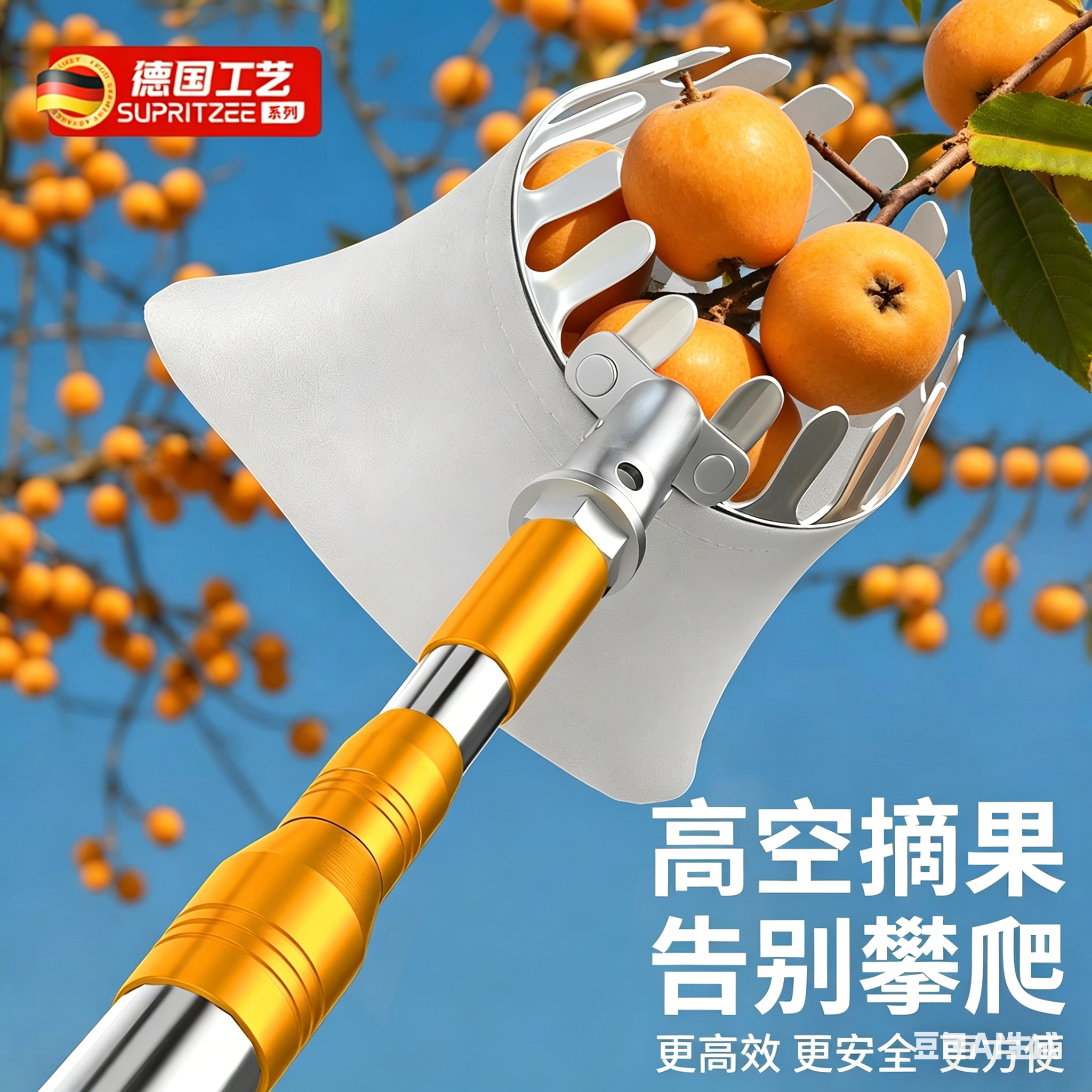 摘枇杷果子神器伸缩杆高空采果桃李杏芒果柿子杨梅桑葚钩香椿网兜