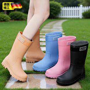 德国时尚特高筒女士雨靴水鞋水靴加绒防滑保暖厨房厚防水中筒胶鞋